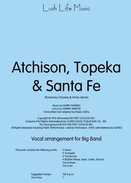 Atchison, Topeka & Santa Fe (Vocal Solo with Big Band - Score and Parts)